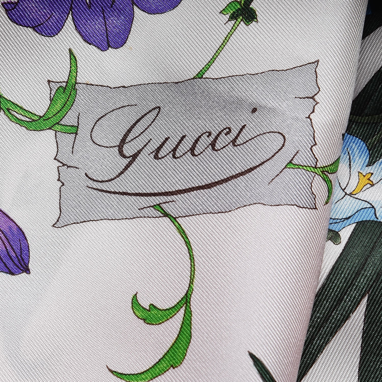 Gucci Silk Monogram Flora Fluo Square Scarf Red 4 of 9
