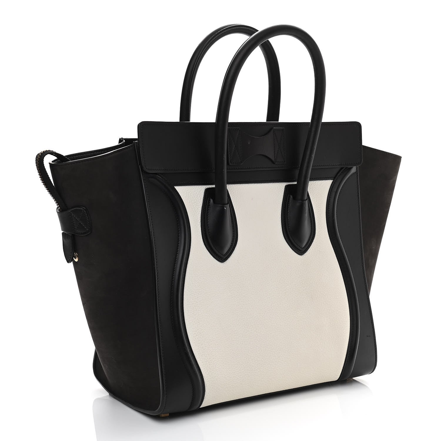 Celine Nubuck Drummed Calfskin Mini Bi-Color Luggage Black White 3 of 12