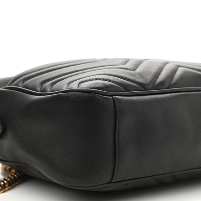 Gucci Calfskin Matelasse Medium GG Marmont Chain Shoulder Bag Black 9 of 10