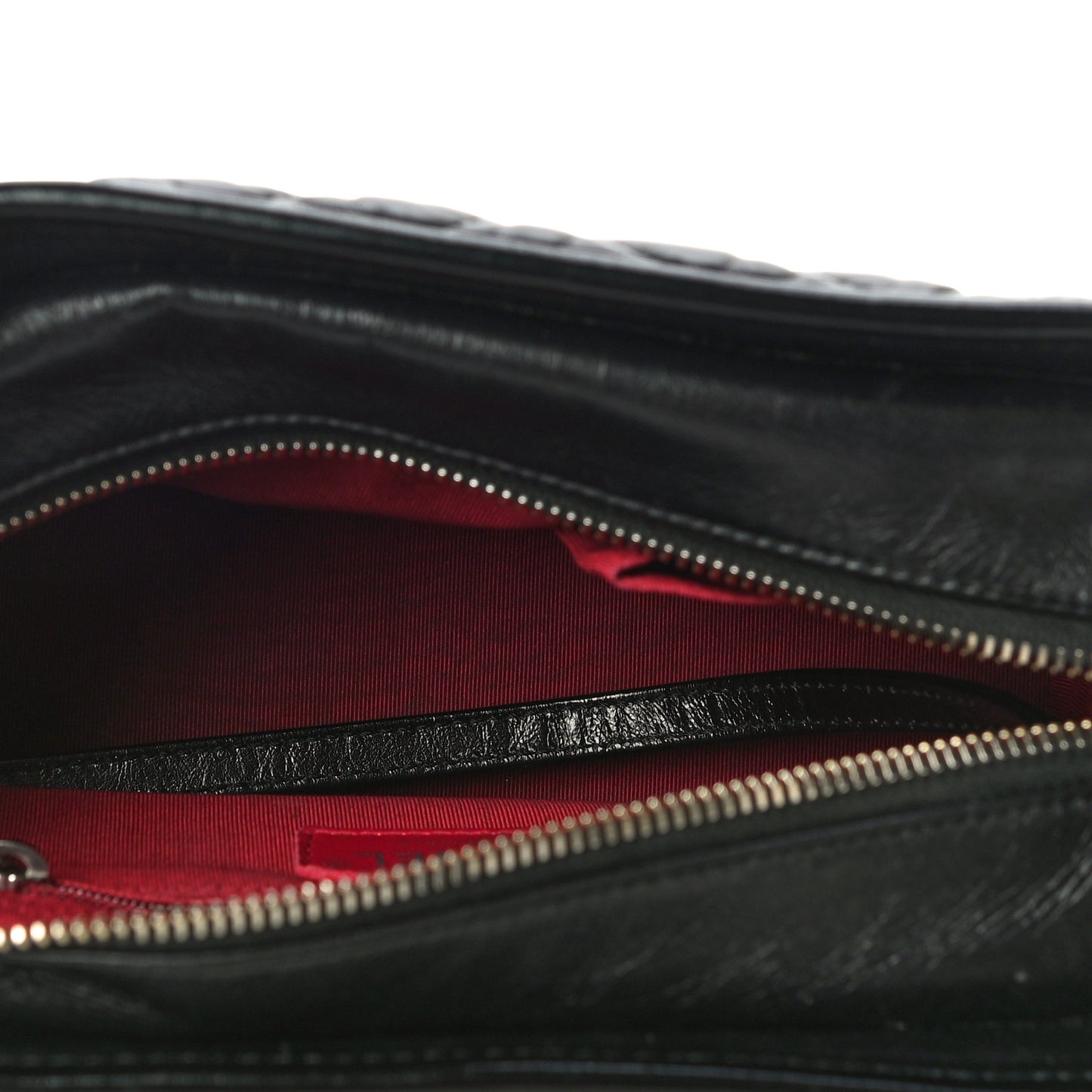 Aged Calfskin Chevron Quilted Small Gabrielle Hobo Black