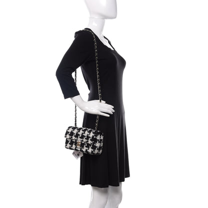 Chanel Tweed Quilted Mini Rectangular Flap Black Ecru White 2 of 11