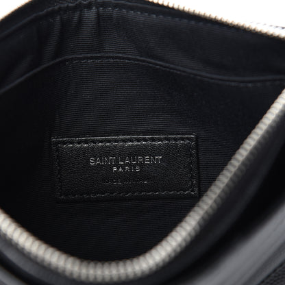 Saint Laurent Grain De Poudre Chevron Monogram Bill Pouch Black 6 of 7