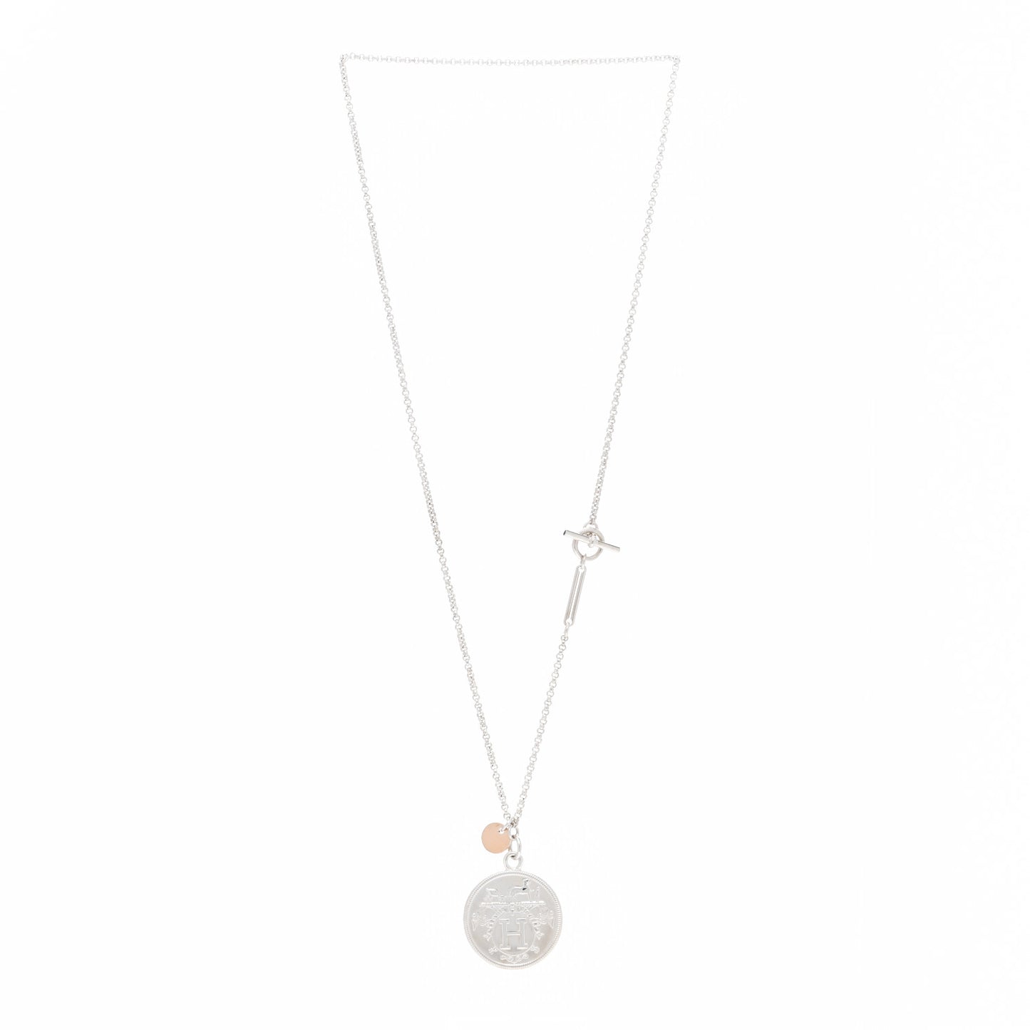 Sterling Silver 18K Rose Gold MM Ex-Libris Long Pendant Necklace