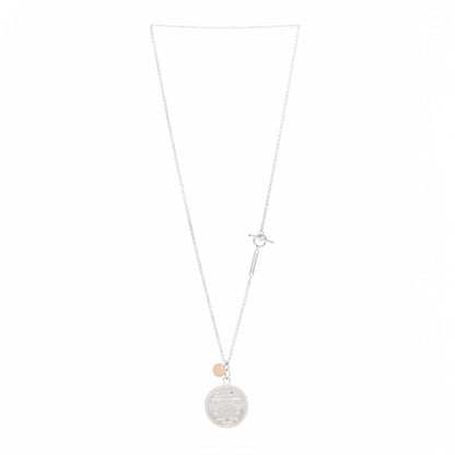 Hermes Sterling Silver 18K Rose Gold MM Ex-Libris Long Pendant Necklace 4 of 8