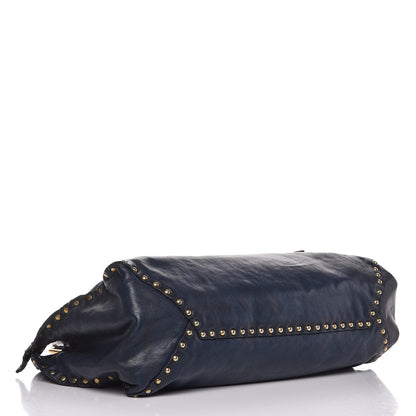 Prada Nappa Studded Aviator Shopping Tote Blue 4 of 10