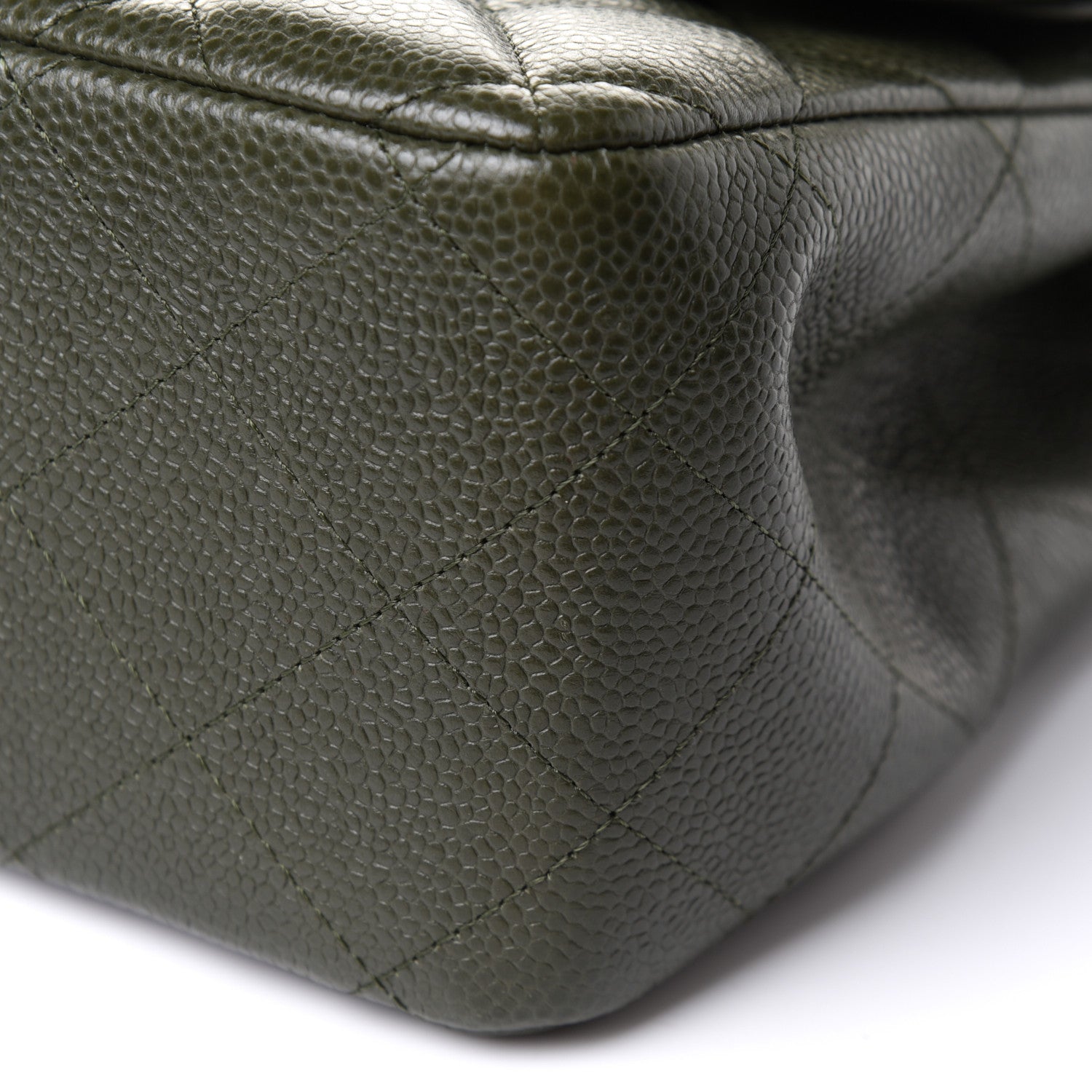 Chanel Caviar Quilted Jumbo Double Flap Dark Green 10 of 11
