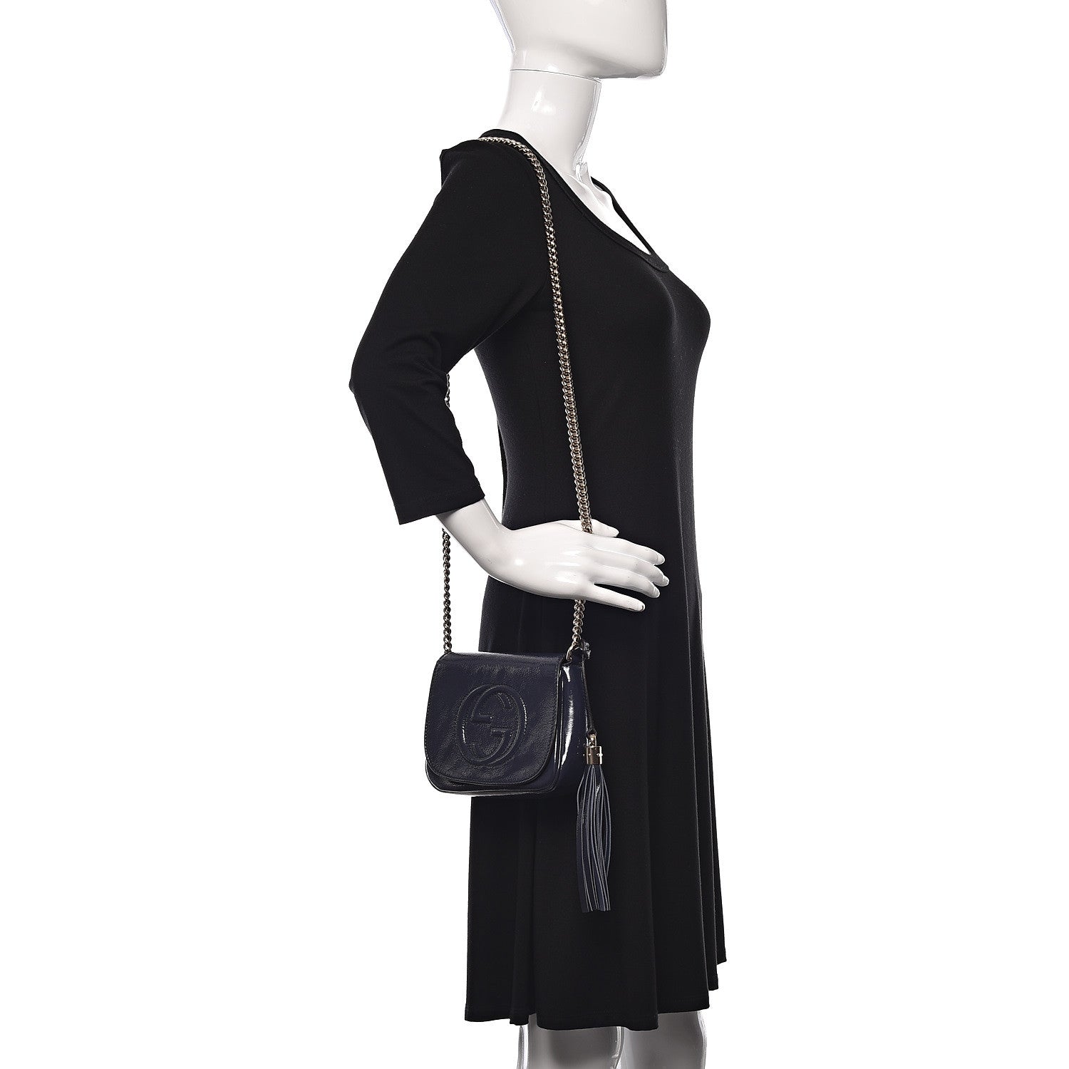 Gucci Vernice Naplack Small Soho Flap Crossbody Uniform Blue 2 of 10