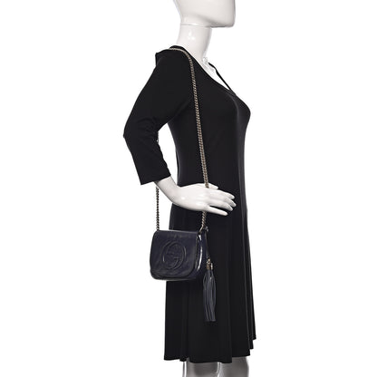 Gucci Vernice Naplack Small Soho Flap Crossbody Uniform Blue 2 of 10