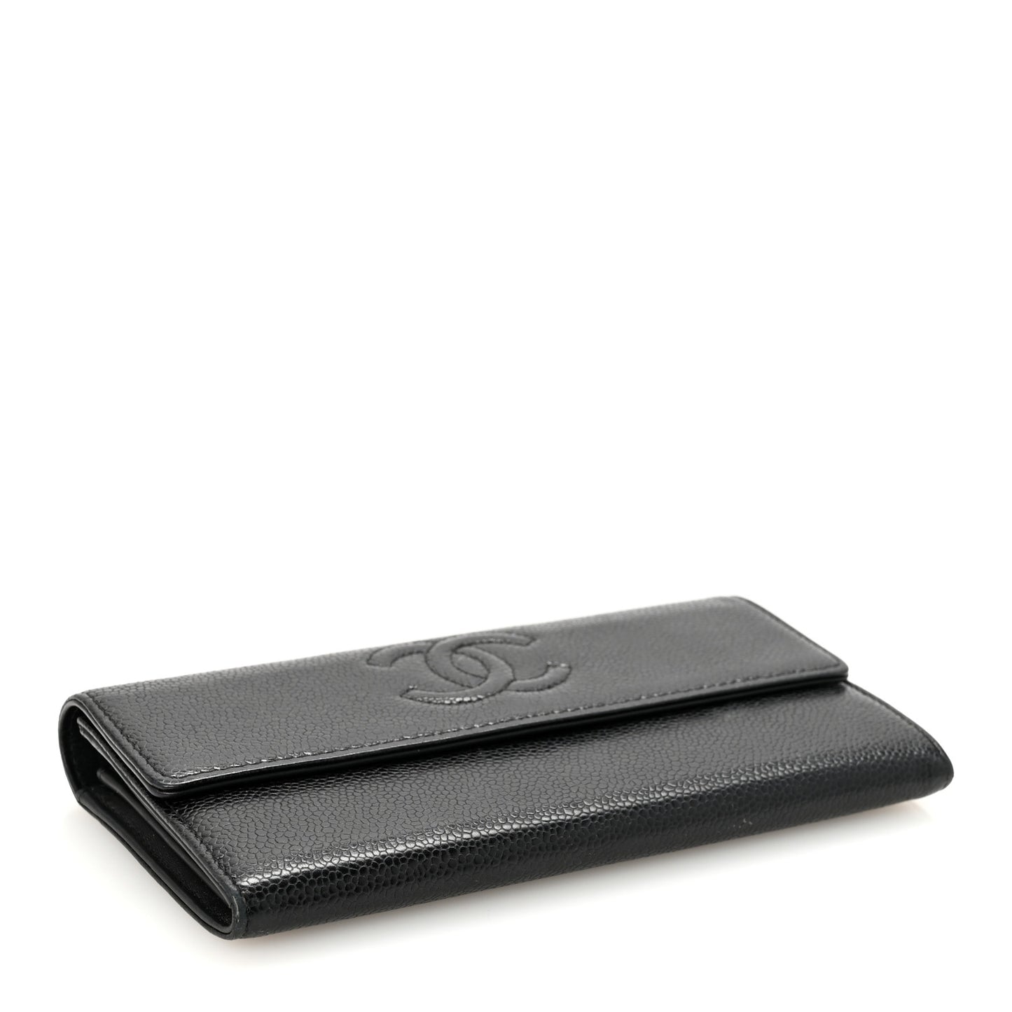 Caviar Timeless CC Large Gusset Flap Wallet Black