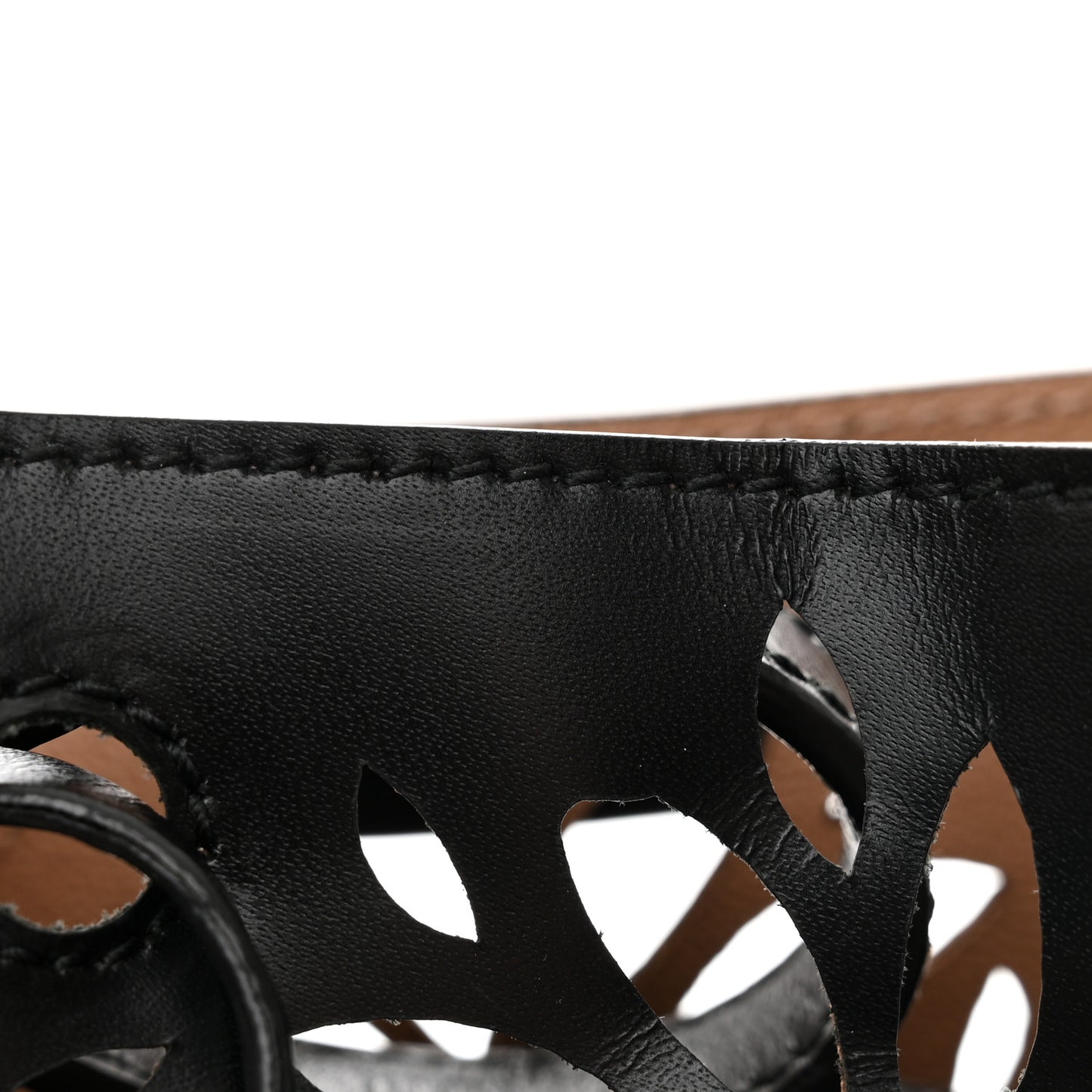 Calfskin Laser Cut Bucket Bag Black