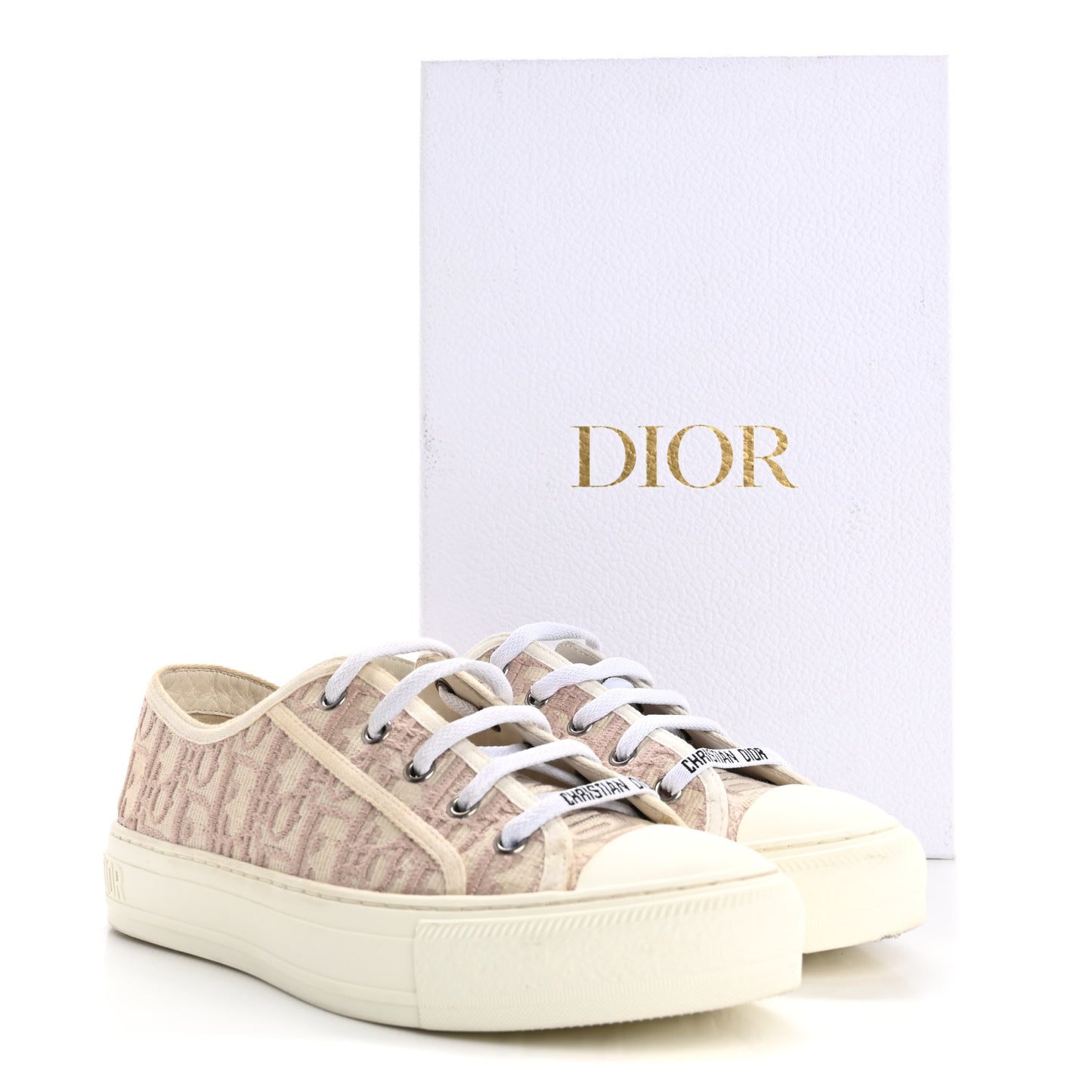 Canvas Oblique Walk'N'Dior  Low Top Sneakers 38.5 Powder Nude