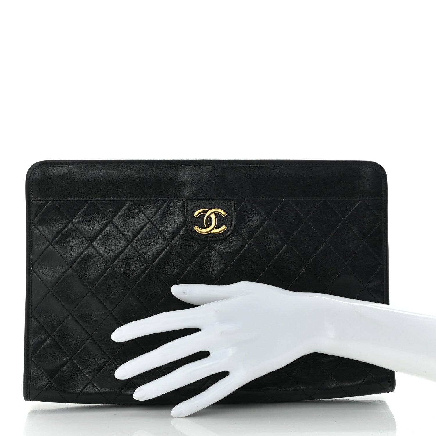 Chanel Lambskin Quilted CC Large Clutch Black 2 of 11