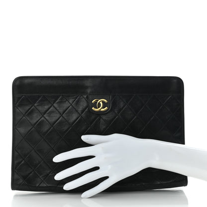 Chanel Lambskin Quilted CC Large Clutch Black 2 of 11