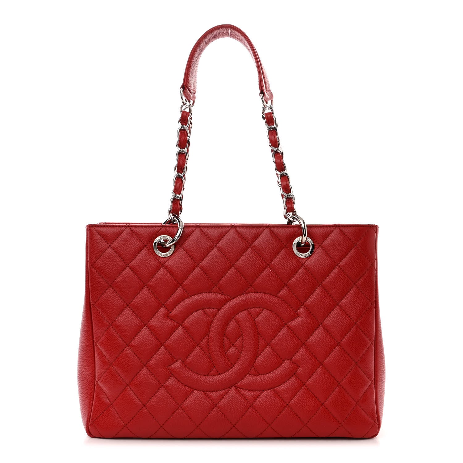 Chanel Caviar Quilted Grand Shopping Tote GST Red 1 of 12