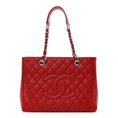 Chanel Caviar Quilted Grand Shopping Tote GST Red 1 of 12