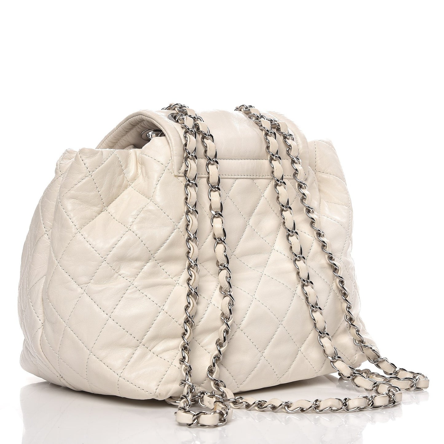 Lambskin Quilted Beijing Backpack Bag White