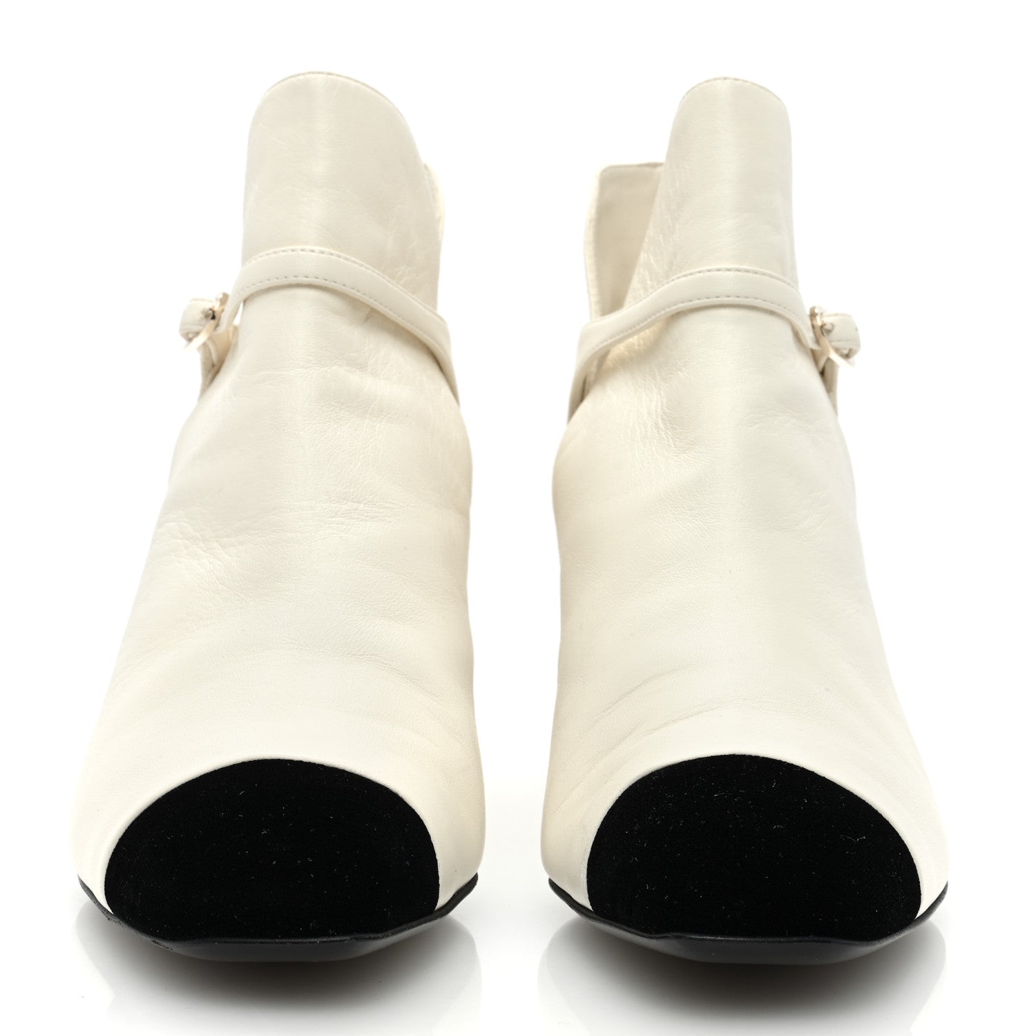 Chanel Lambskin Velvet Cap Toe Short Ankle Boots 37.5 White 3 of 8