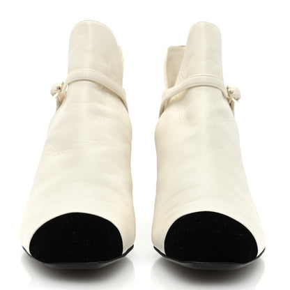 Chanel Lambskin Velvet Cap Toe Short Ankle Boots 37.5 White 3 of 8