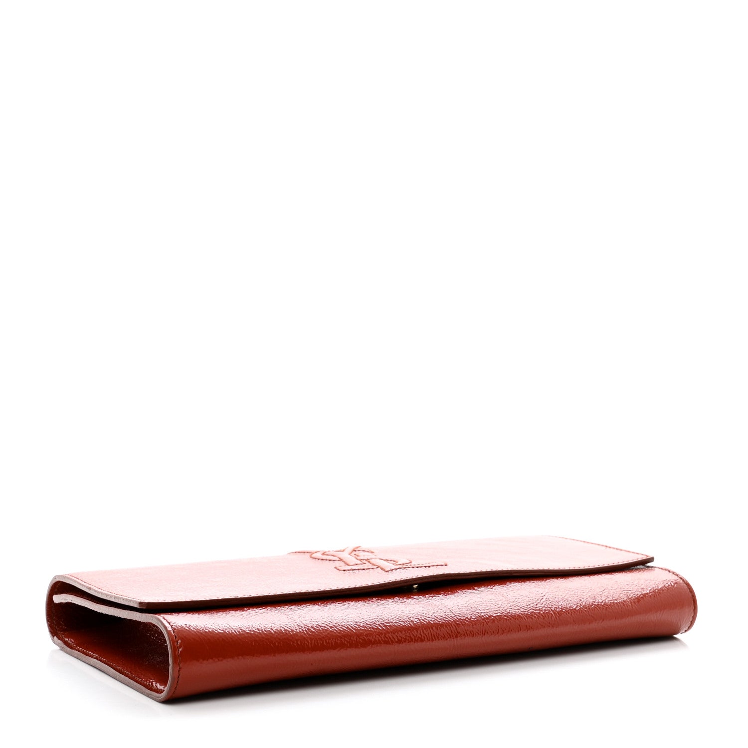 Saint Laurent Textured Patent Monogram Large Belle De Jour Clutch Orange 4 of 6