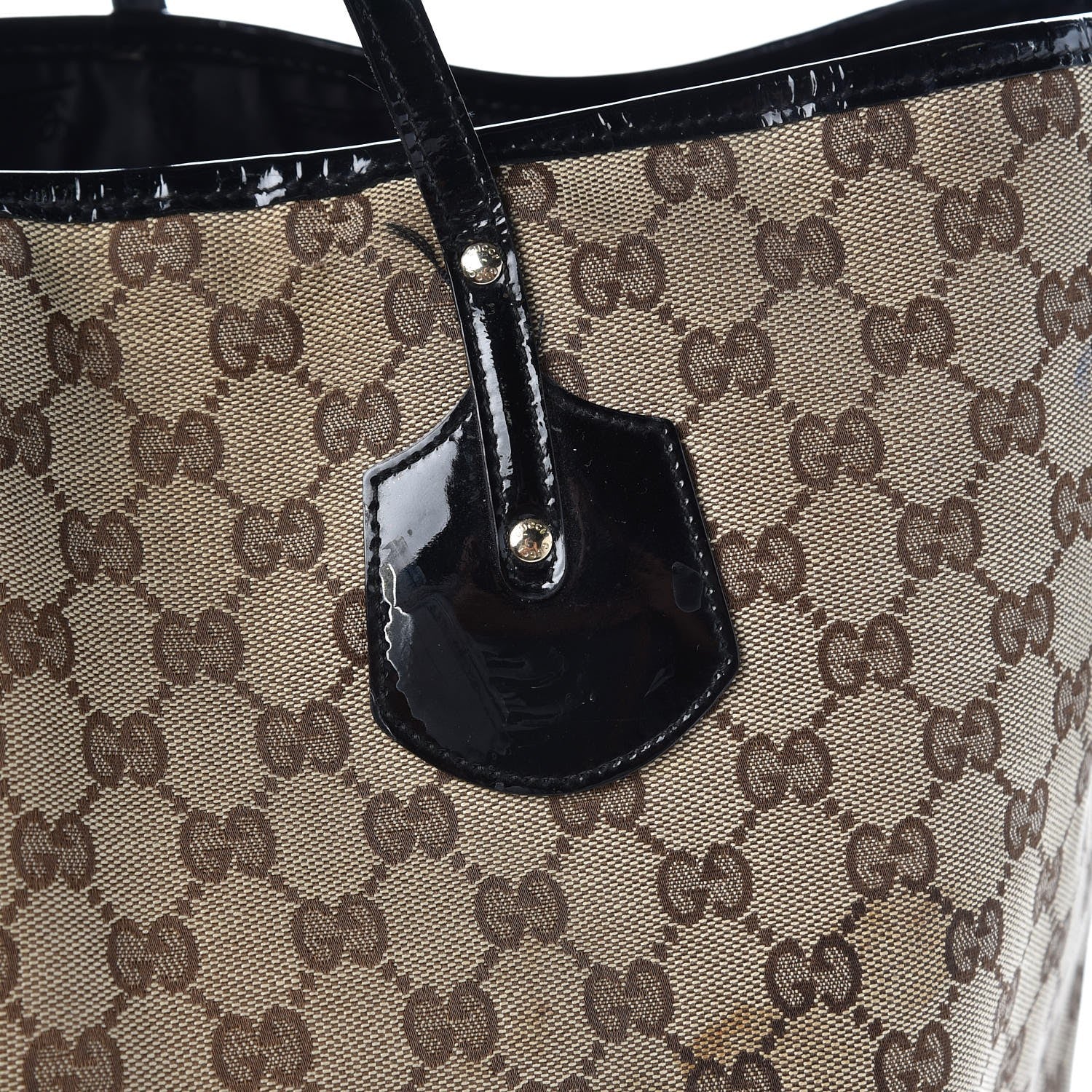 Gucci Monogram Patent Trim Tote Black 8 of 14
