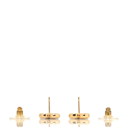 Chanel Metal CC Heart Earrings Gold Black 3 of 4
