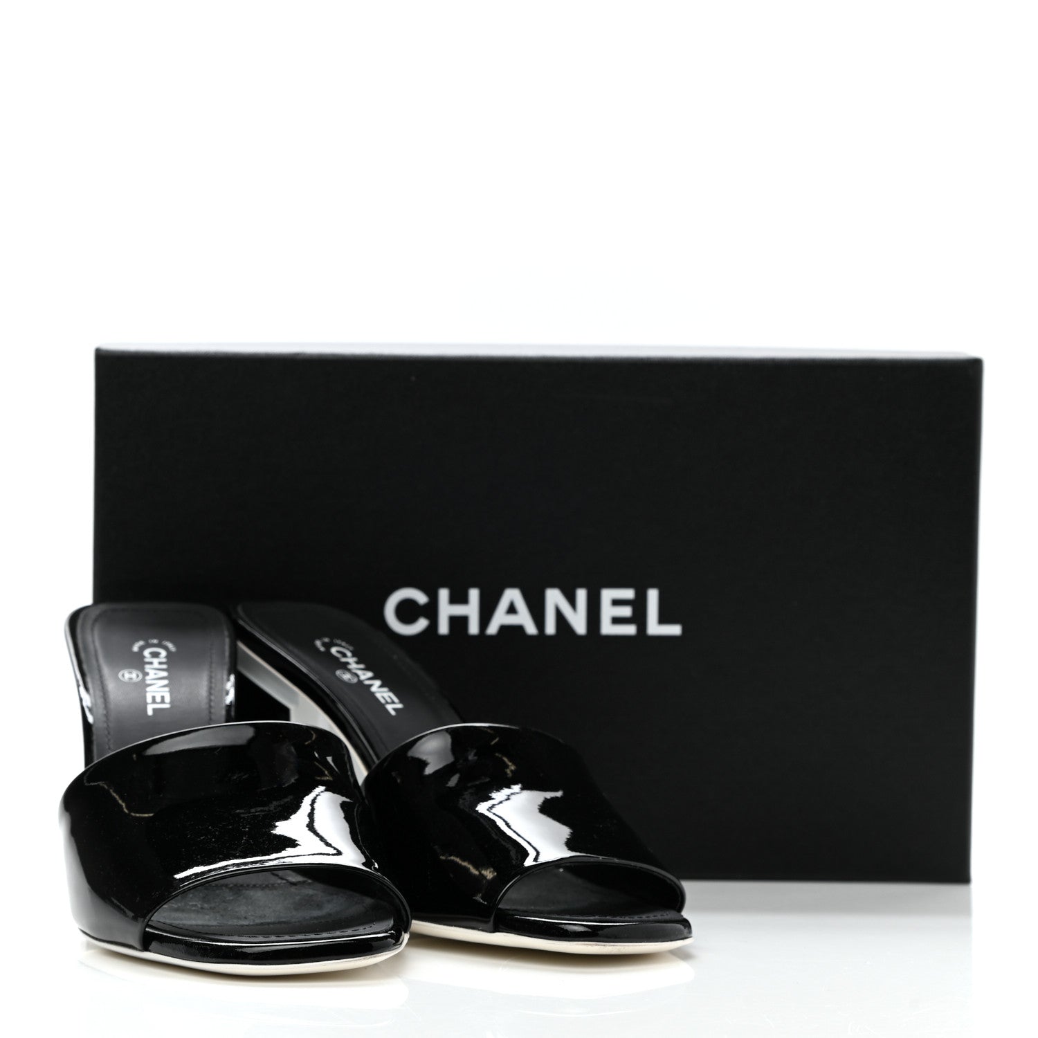 Chanel Patent Calfskin Mule 37.5 Black White 9 of 10