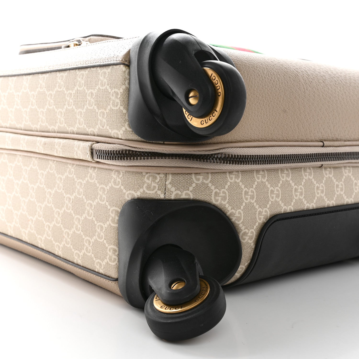 Gucci GG Supreme Monogram Textured Dollar Calfskin Web Small Savoy Cabin Trolley Beige Mystic White Oatmeal 8 of 15