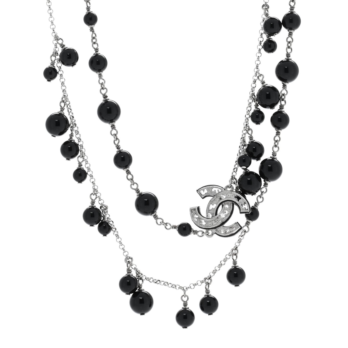 Ruthenium Beaded CC Long Necklace