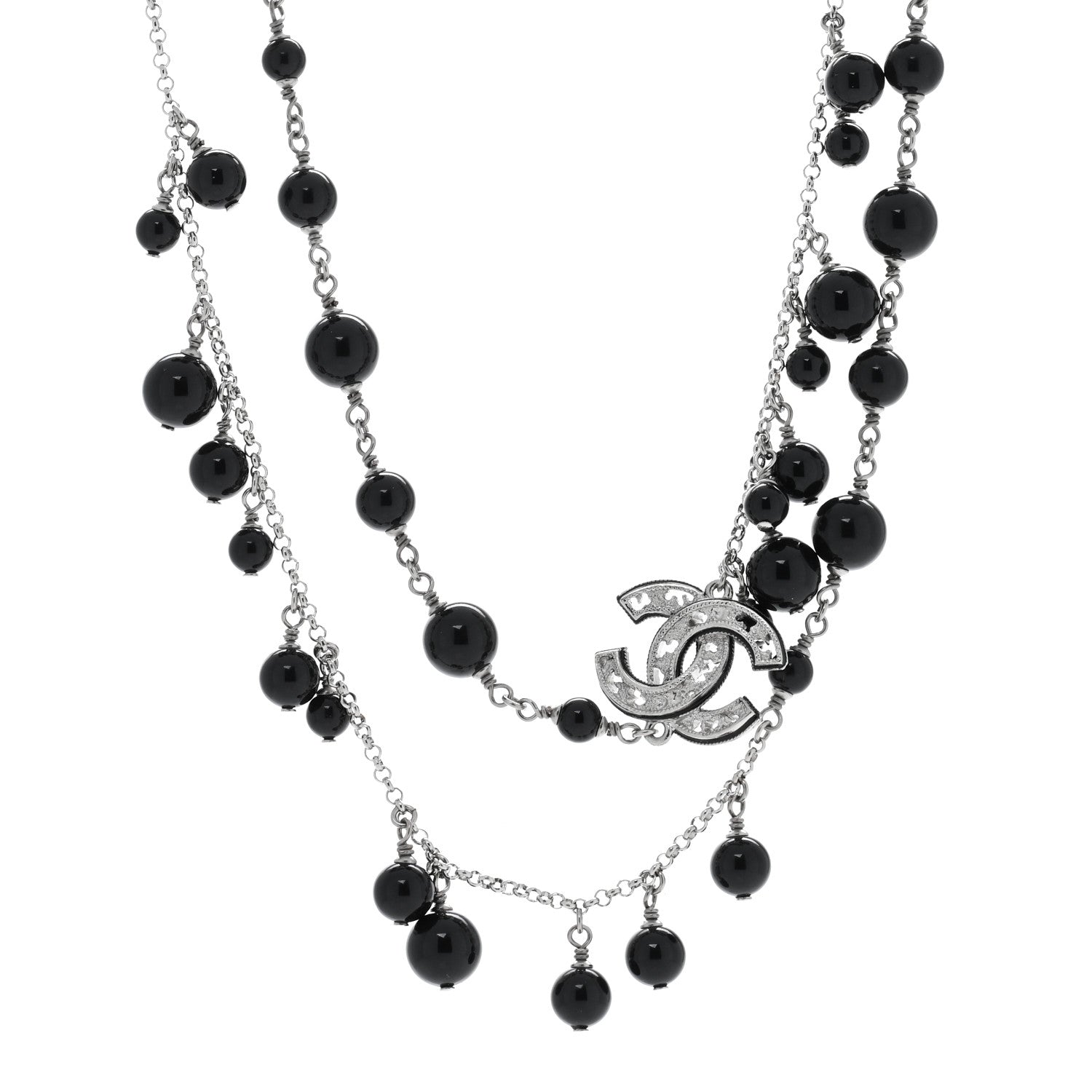 Chanel Ruthenium Beaded CC Long Necklace 1 of 5