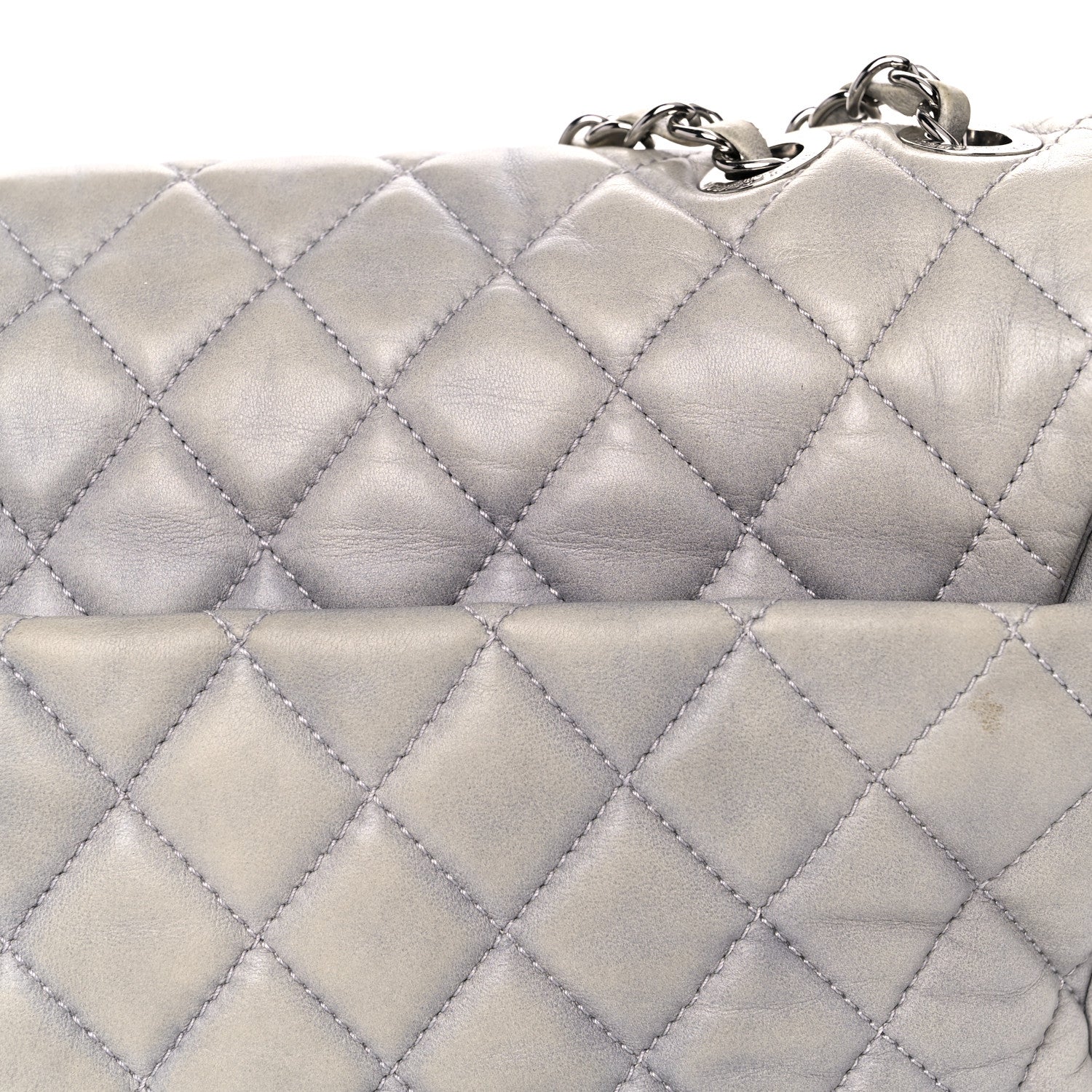 Chanel Lambskin Quilted Jumbo Coco Rain Flap Grey 12 of 26