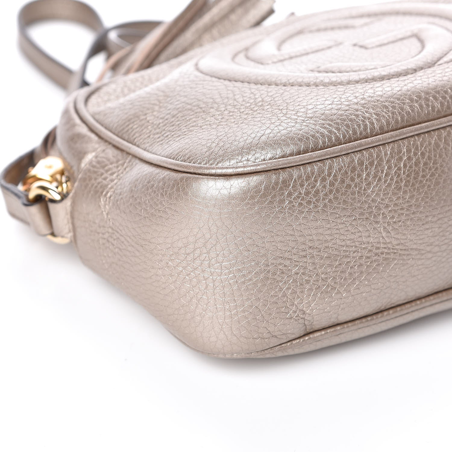 Gucci Metallic Pebbled Calfskin Small Soho Disco Bag Golden Beige 9 of 12