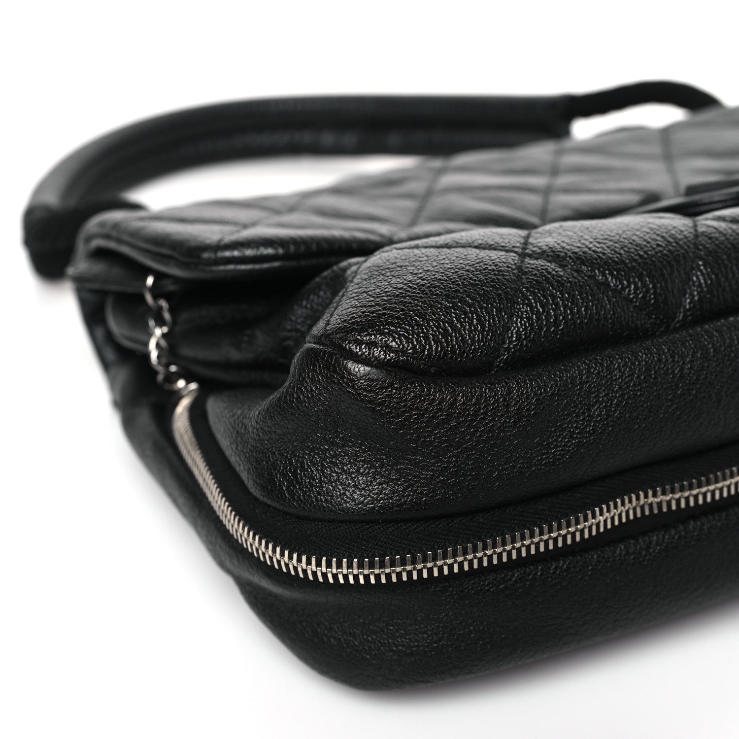 Chanel Calfskin Quilted Expandable Zip Flap Shoulder Bag Black 8 of 10