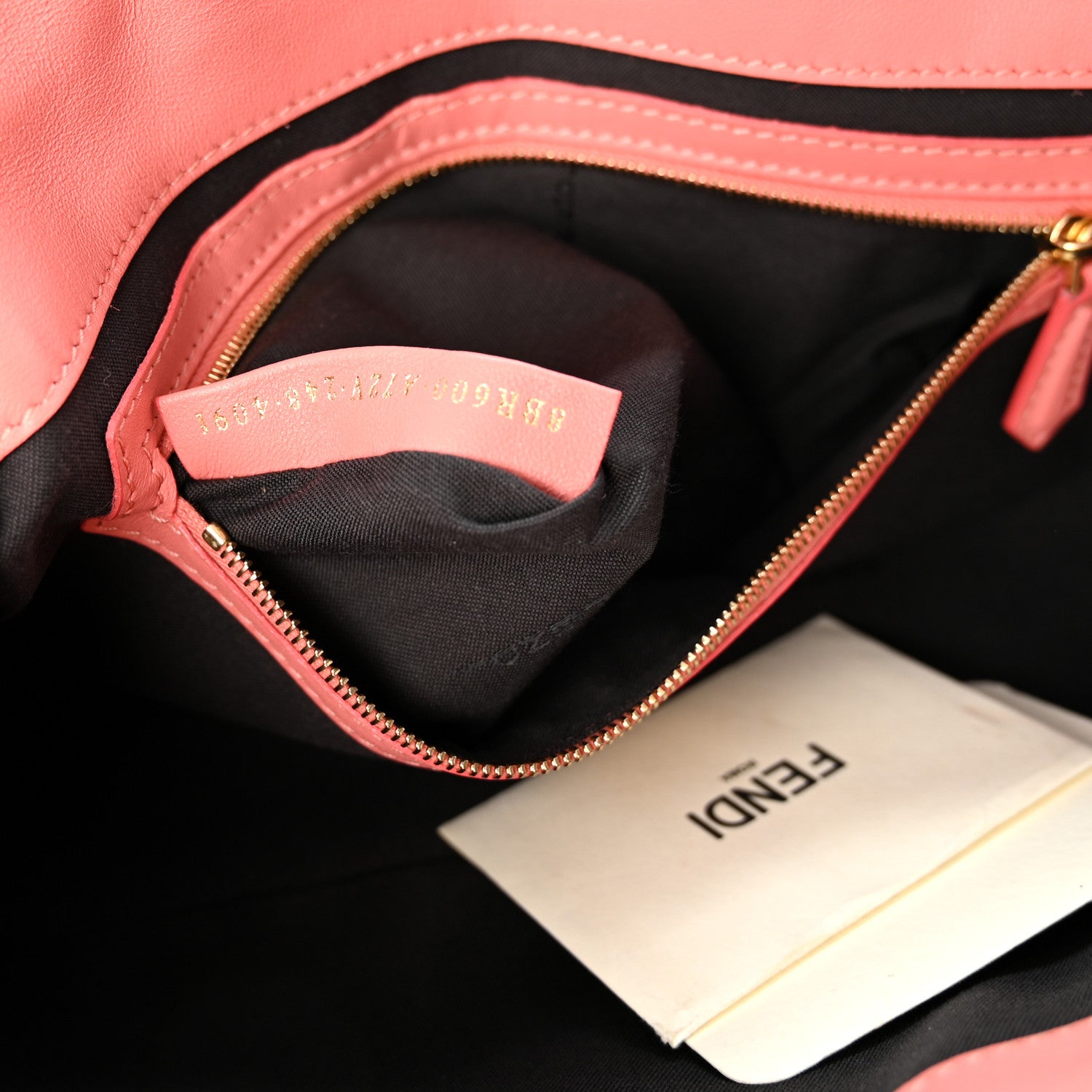 Fendi Nappa FF 1974 Embossed Baguette Rosa Pesca 7 of 11