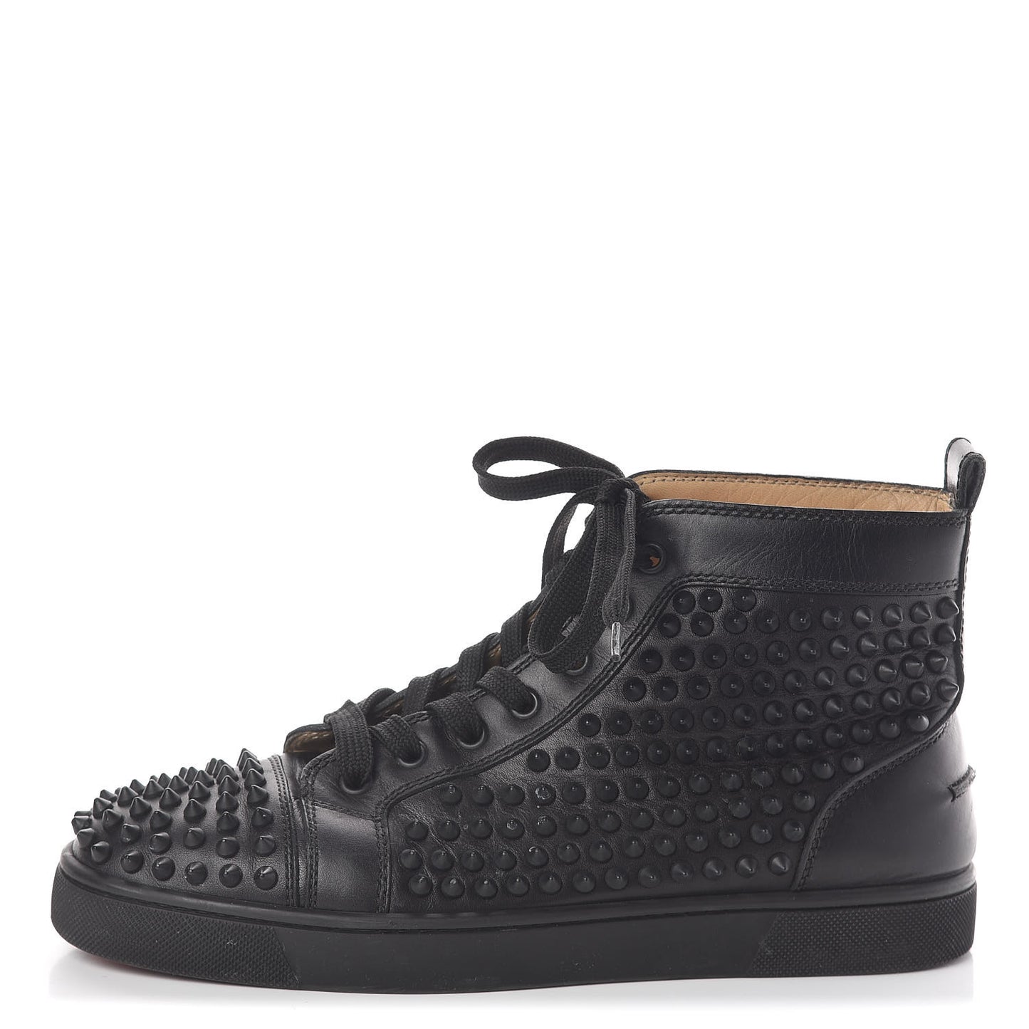Calfskin Patent Mens Louis Spikes Flat Sneakers 39.5 Black Red