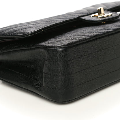 Chanel Caviar Chevron Quilted Medium Double Flap Black 8 of 9