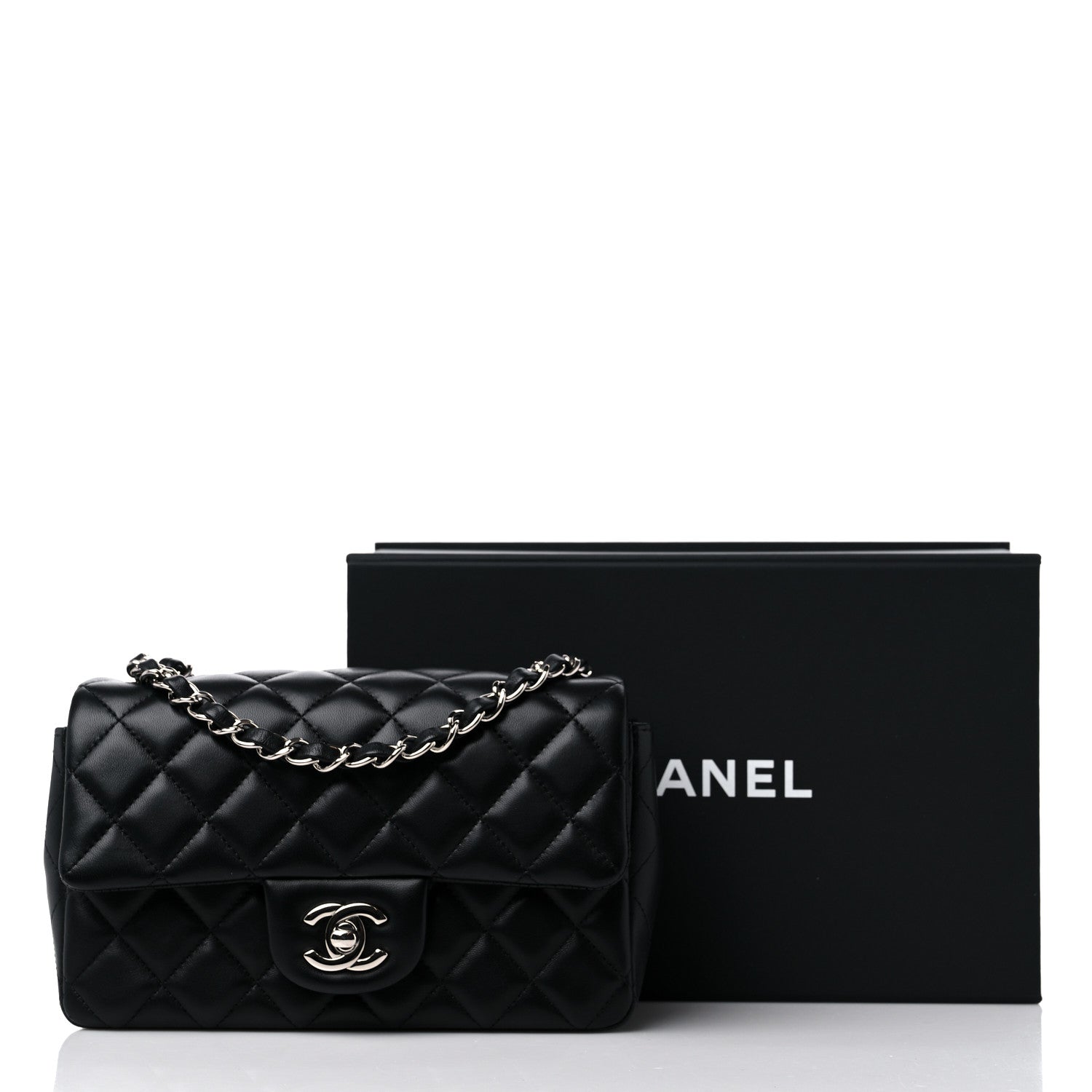 Chanel Lambskin Quilted Mini Rectangular Flap Black 10 of 10