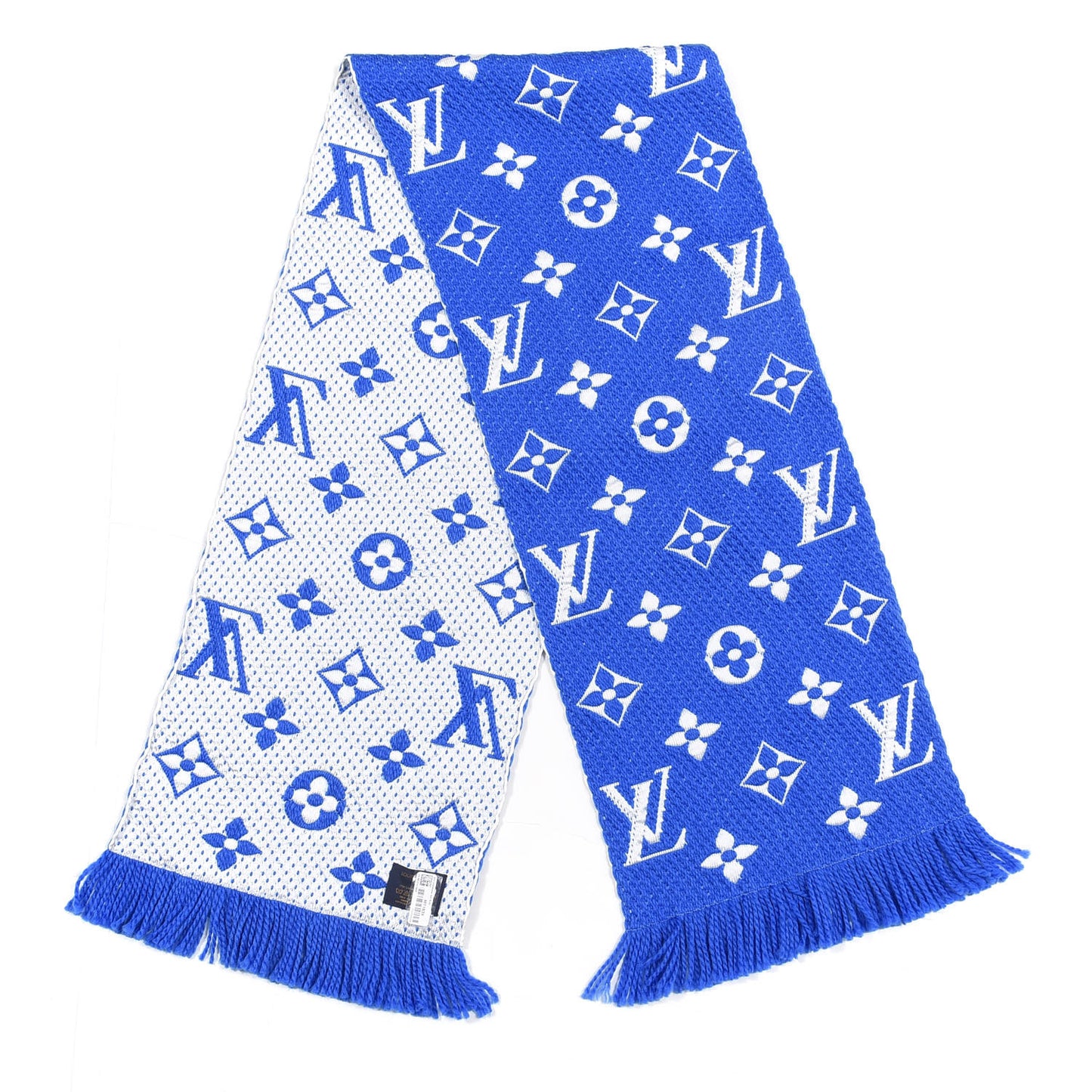 Wool Silk Logomania Duo Scarf Blue