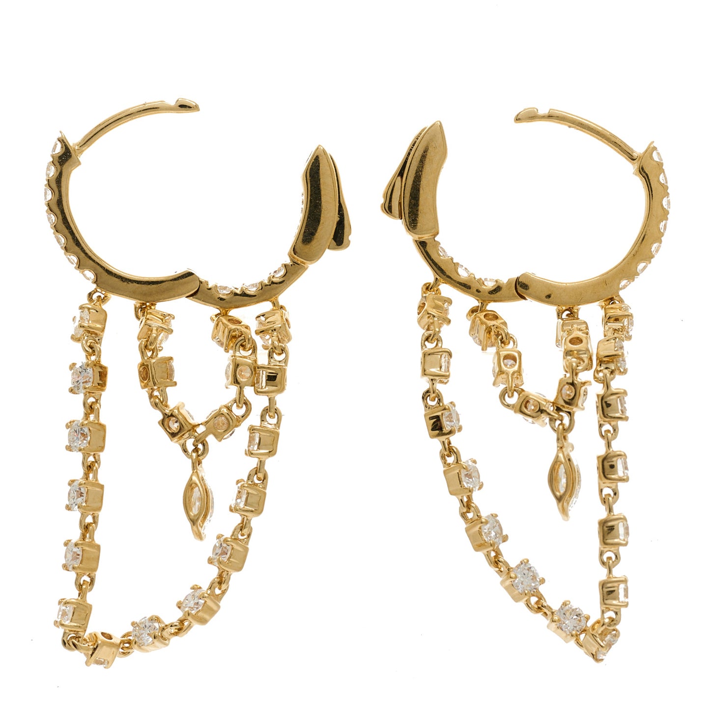 18K Yellow Gold Diamond Sophia Huggie Earrings