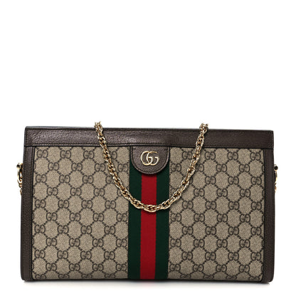 Gucci GG Supreme Monogram Web Medium Ophidia Chain Shoulder Bag Brown 1 of 19