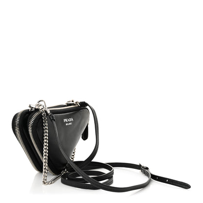 Prada Nappa Soft Padded Mini Triangle Crossbody Pouch Black 3 of 11