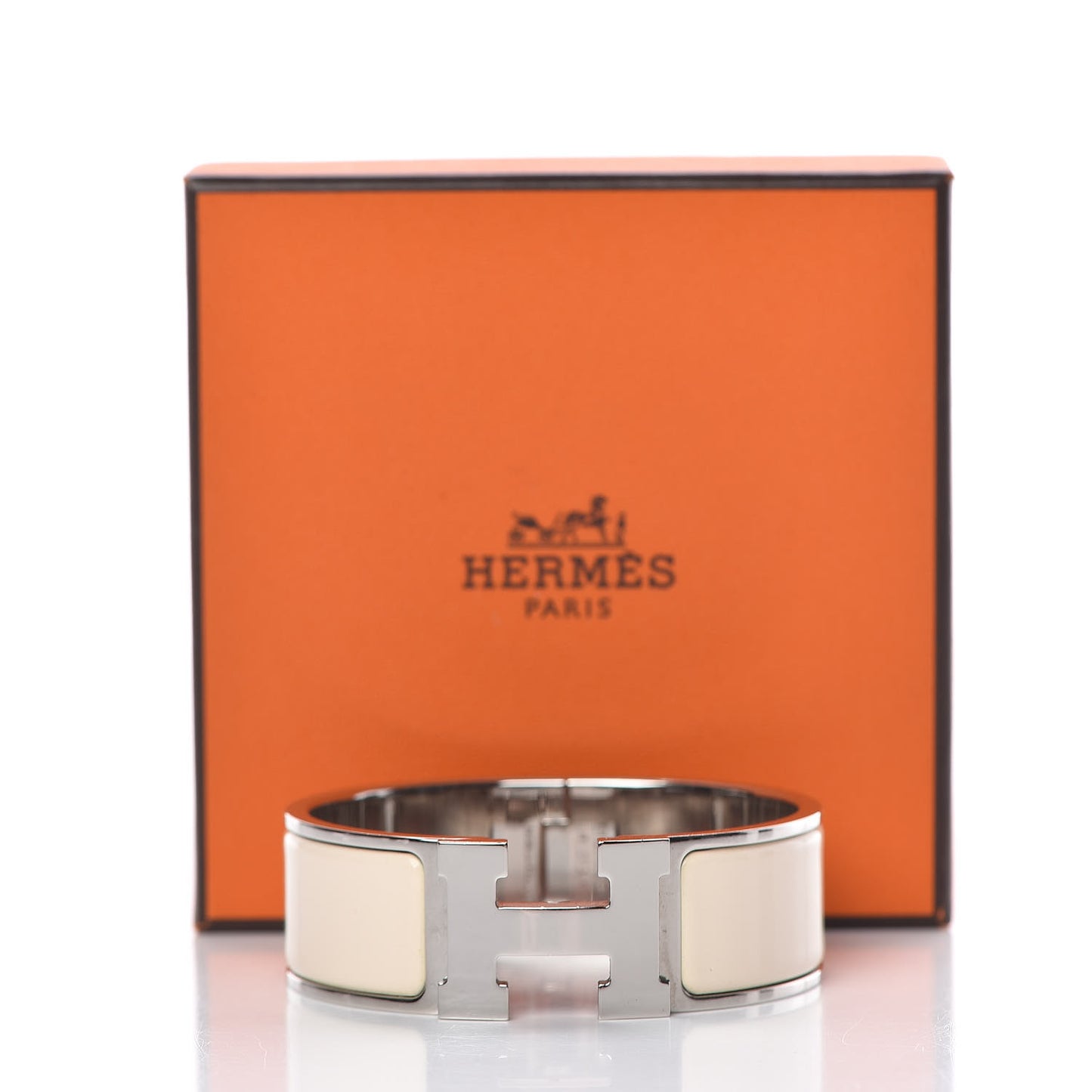 Enamel Wide Clic Clac H Bracelet PM Creme