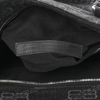 Balenciaga Washed Denim BB Monogram Neo Cagole City Handbag Black 7 of 13