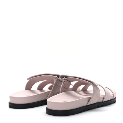 Hermes Suede Goatskin Womens Chypre Sandals 40 Rose Porcelaine 4 of 8