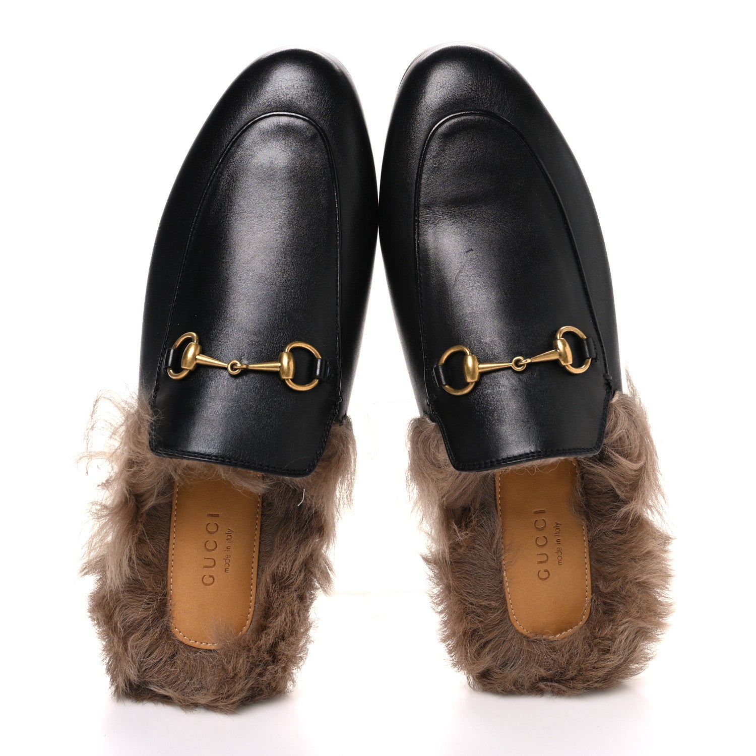 Gucci Calfskin Fur Womens Princetown Slippers 40 Black 2 of 10