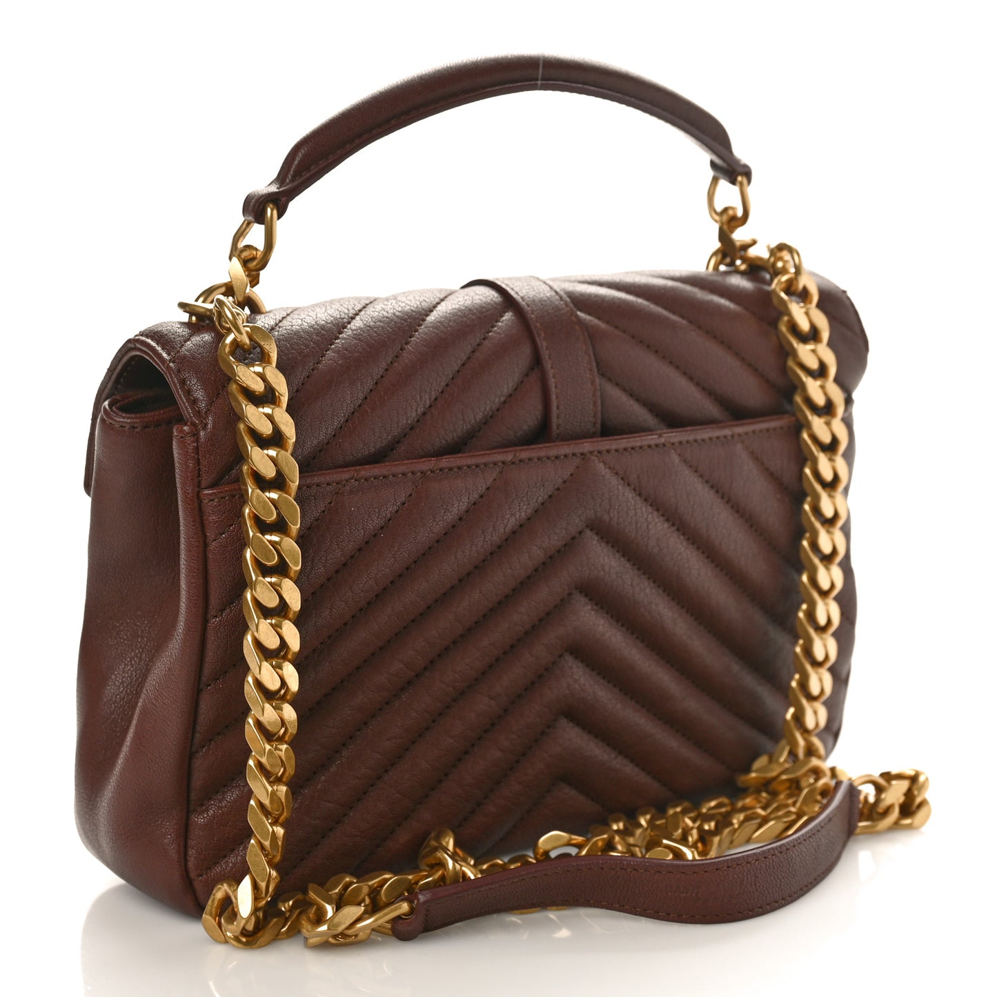 Calfskin Matelasse Chevron Monogram Medium College Bag Brick
