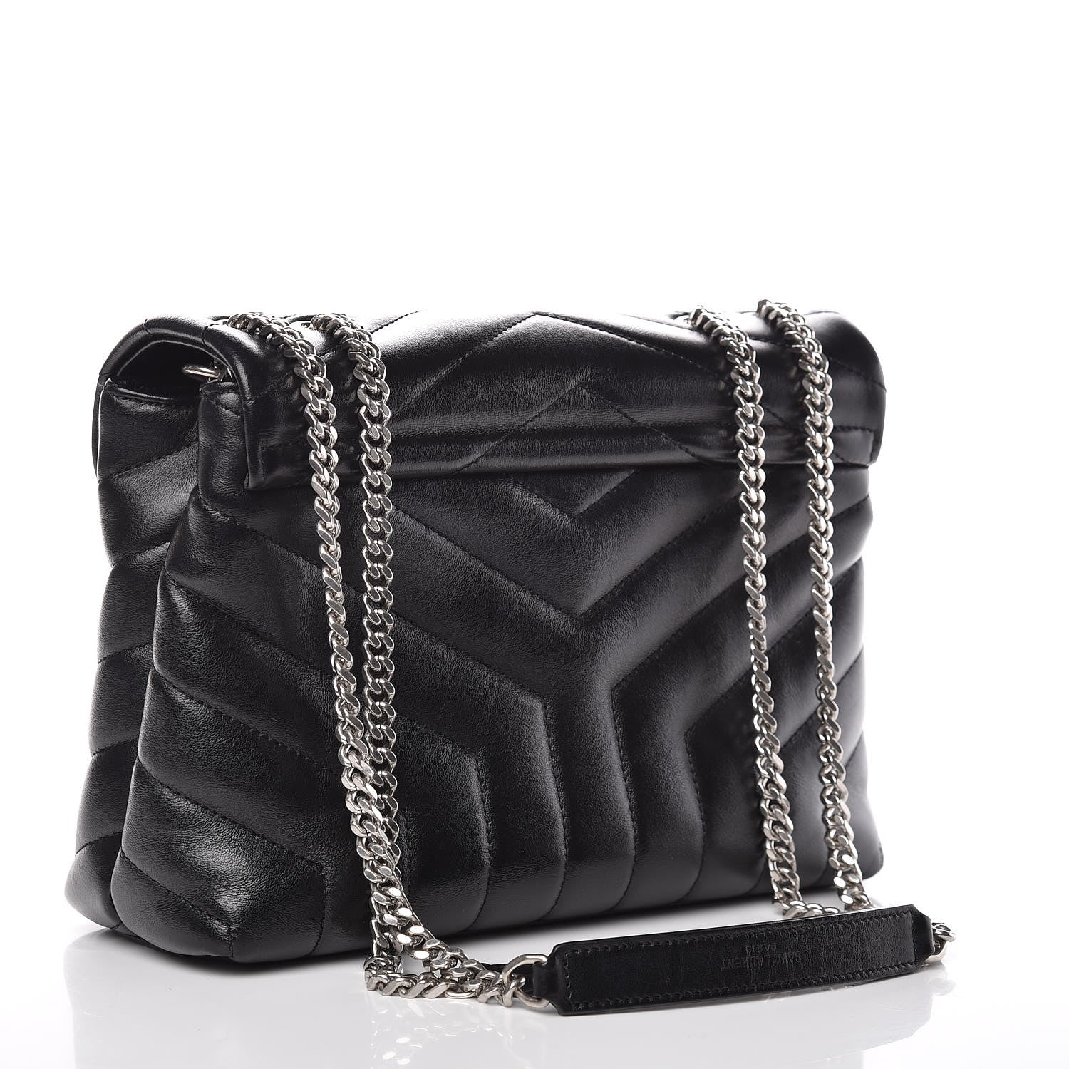 Saint Laurent Calfskin Y Quilted Monogram Small Loulou Chain Satchel Black 3 of 12