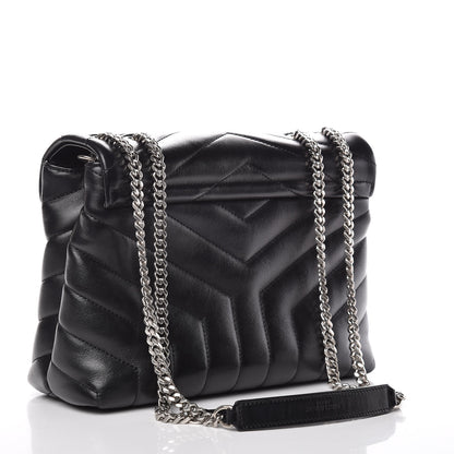 Saint Laurent Calfskin Y Quilted Monogram Small Loulou Chain Satchel Black 3 of 12