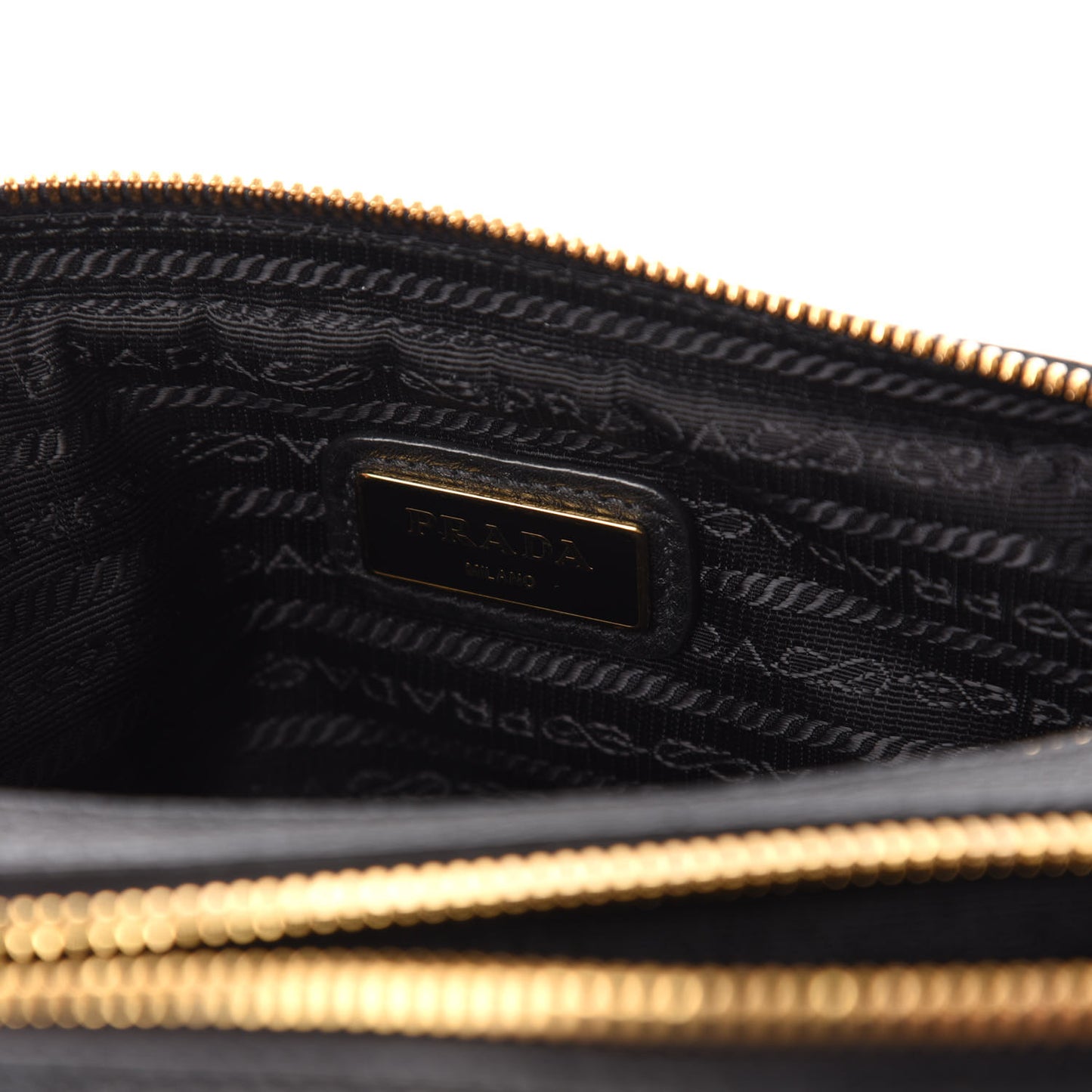 Vitello Daino Medium Double Zip Shoulder Bag Black