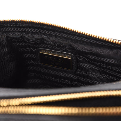 Prada Vitello Daino Medium Double Zip Shoulder Bag Black 8 of 9