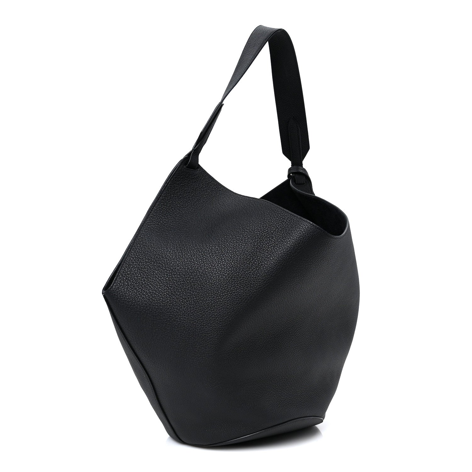 Khaite Pebbled Sport Calfskin Medium Lotus Tote Black 3 of 10